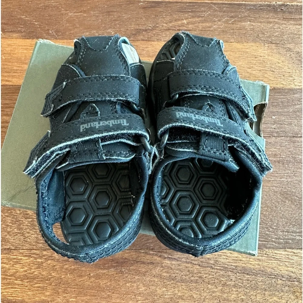 Timberland Kids Black Sport Sandals Toddler Size 6 Hook Loop Outdoor Shoes - Picture 7 of 10